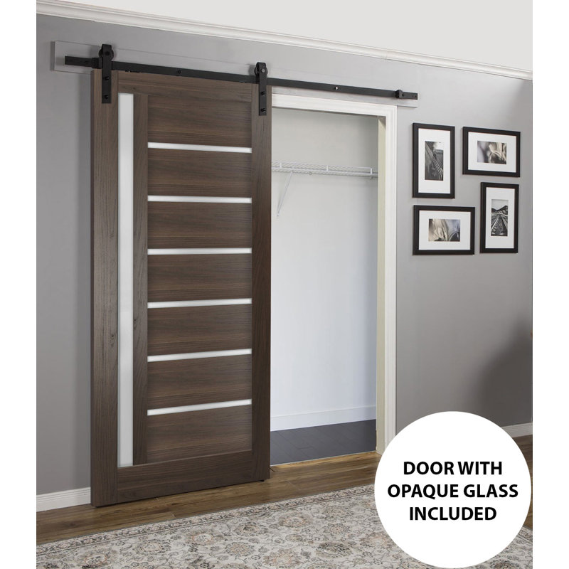 Porte de grange en bois givré Quadro, 36 po x 80 po