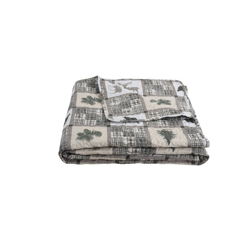 Black and Taupe Cotton Twin Reversible Quilt Set