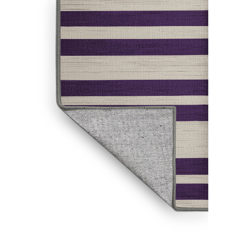 Machine Washable Horizontal Stripes Grey Area Rug, Rectangle 5' x 8'