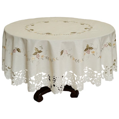 Weese Embroidered Cutwork Round Tablecloth
