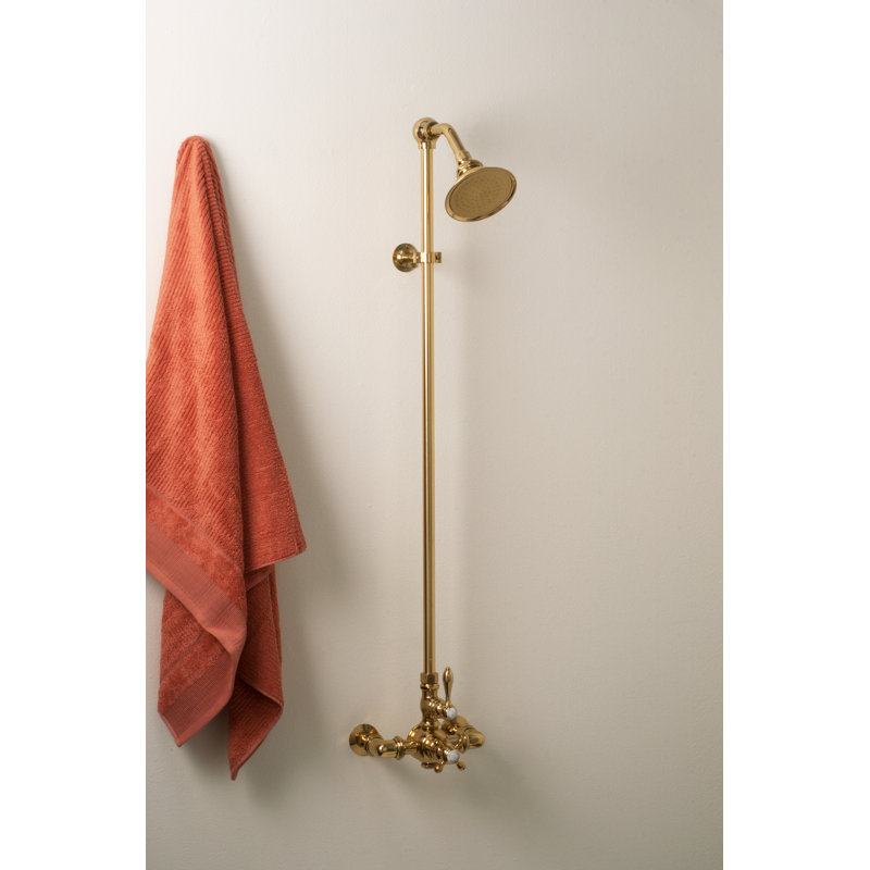 Exposed Thermostatic Shower System 60" Wall Mounted with 1.75 GPM Lever/Cross Handles, Matte Nickel