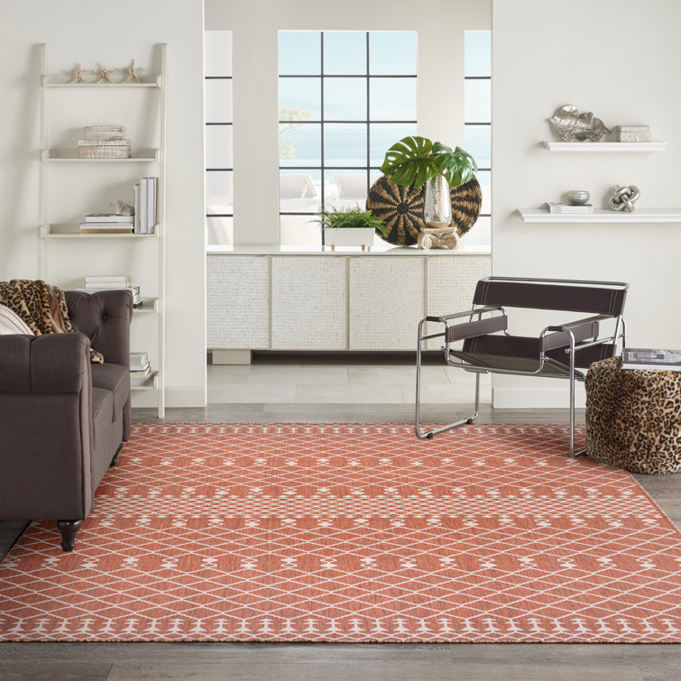 Robbs Rectangle Indoor/Outdoor Area Rug in Terracotta/Orange
