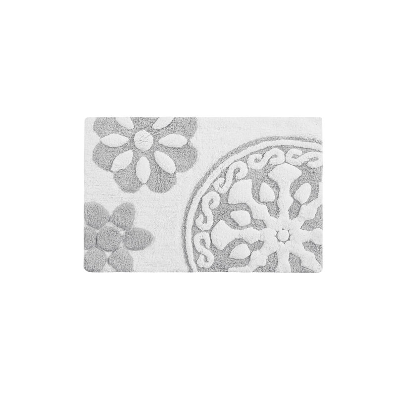Casablanca Medallion Cotton Tufted Bath Rug, Gray
