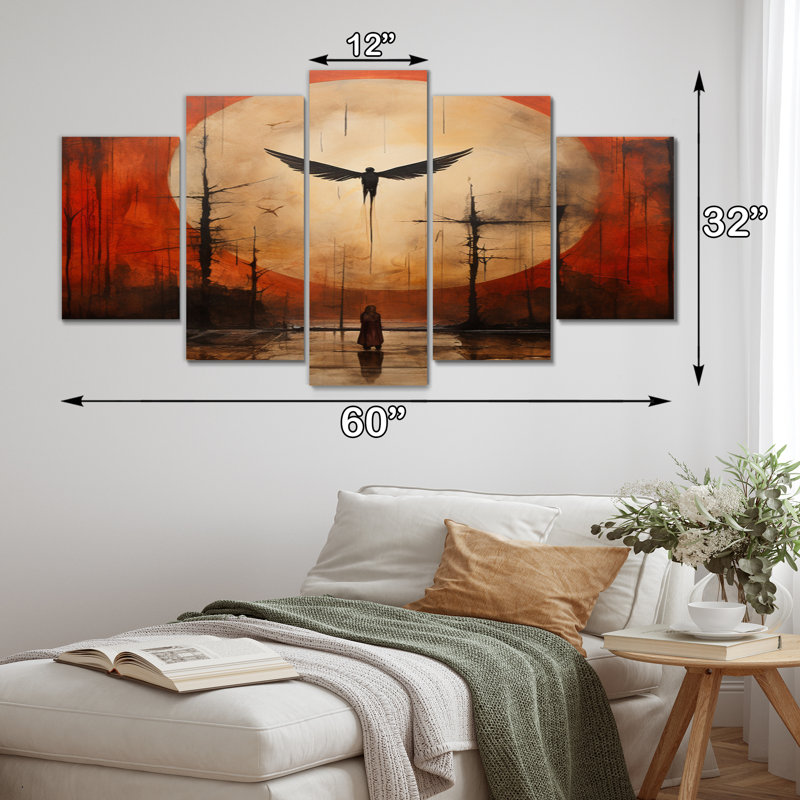 «Coral Black Mexico Art The Fall I - Décoration murale art mexicain - 5 panneaux