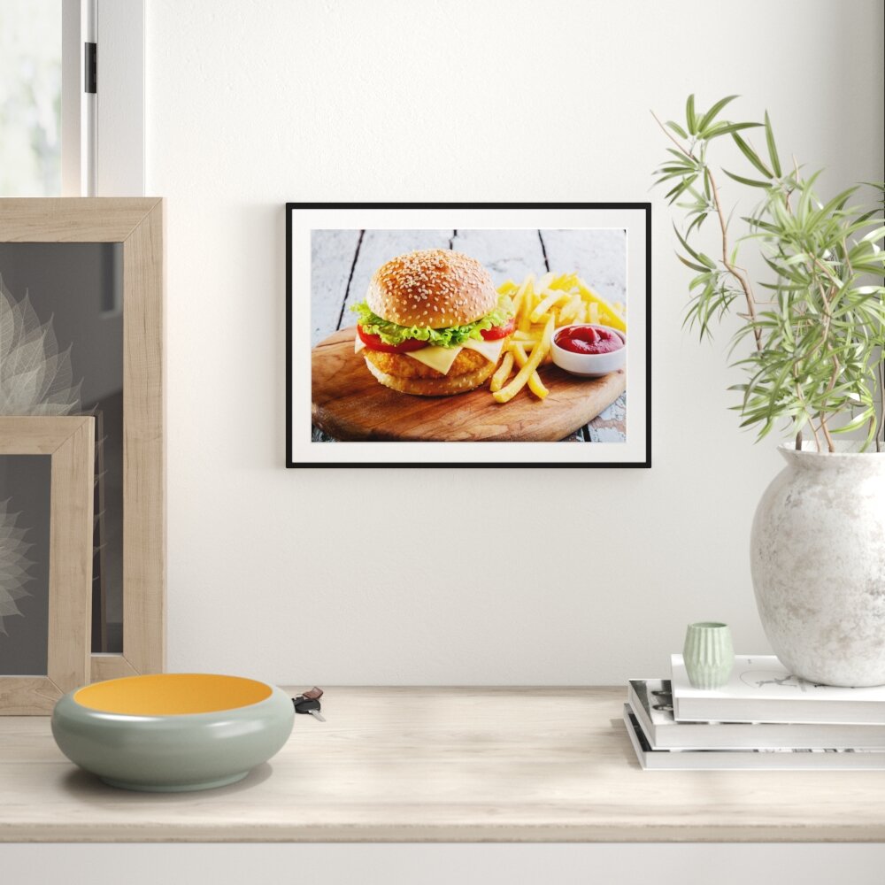 Gerahmtes Poster Chickenburger Pommes