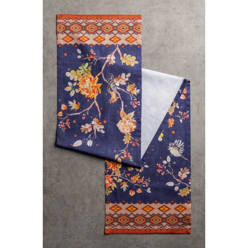 Floral 100% Cotton Table Runner, 72" x 14.5"