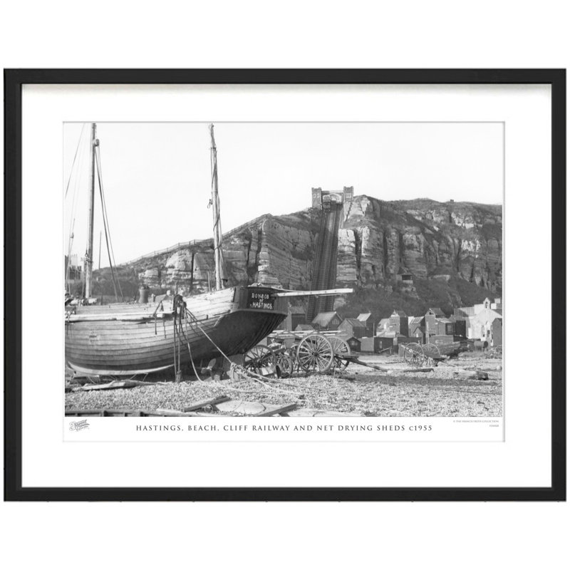 Hastings, Beach, Cliff Railway And Net Drying Sheds C1955 by Francis Frith - Single Picture Frame Print