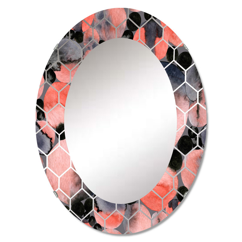 Abstrait géométrique à pois - Miroir mural moderne, 30 po x 20 po