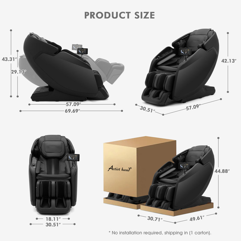 Fauteuil de massage SL Track Zero Gravity avec Bluetooth, Noir, noir, noir, noir