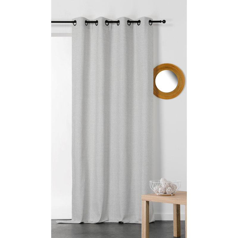 Garrell Cotton Blend Semi Sheer Single Curtain Panel, Ecru