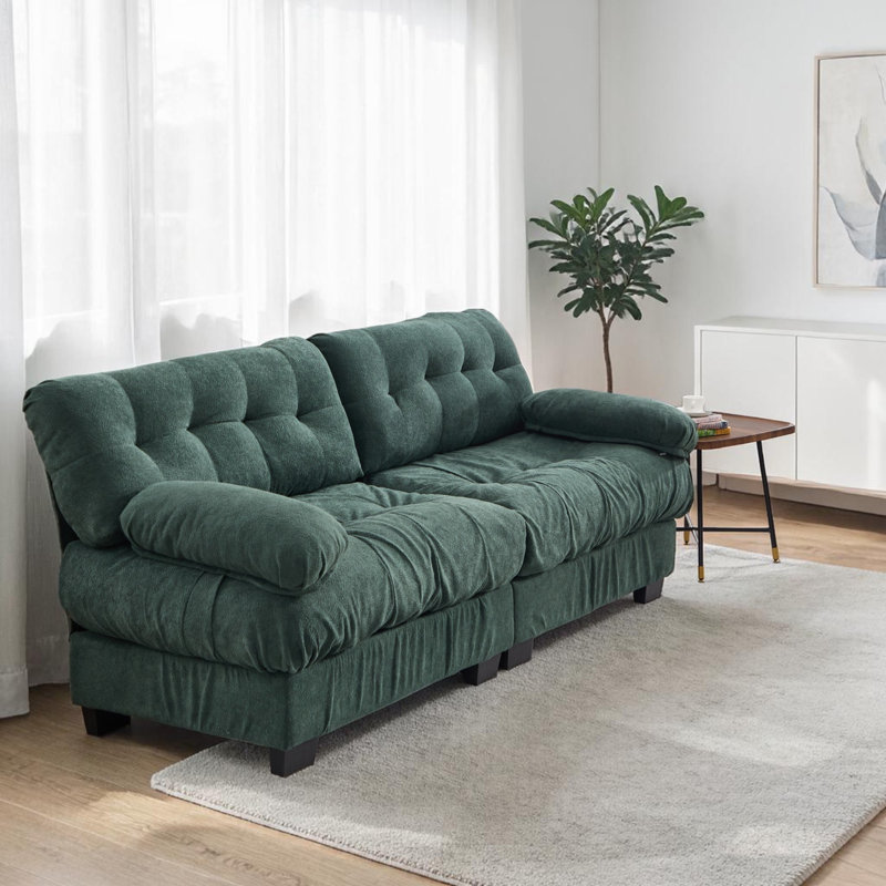Causeuse en flanelle 88 po Geneveve, Vert