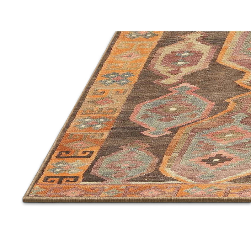 Tapis orange clair/gris clair contemporaine, Rectangle 2 pi x 3 pi