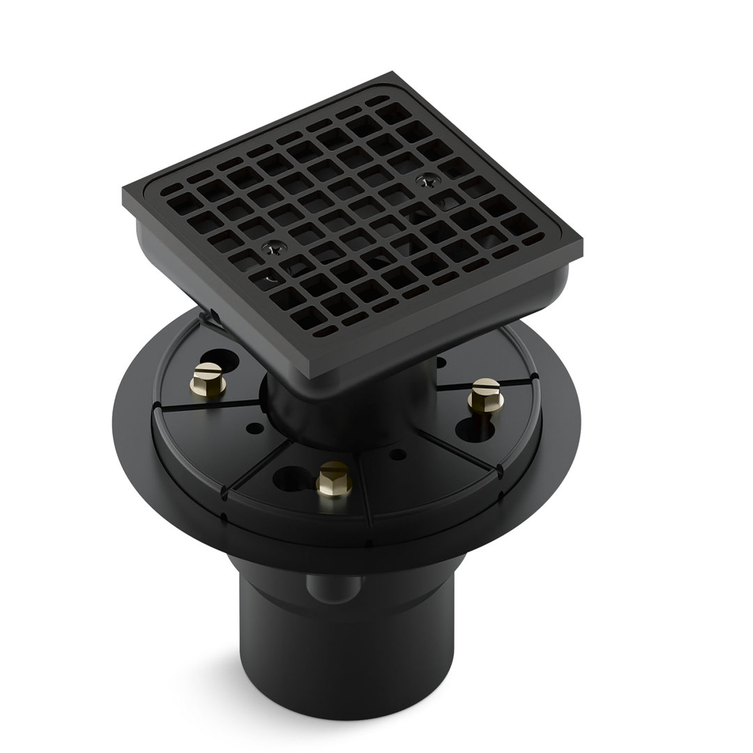 Clearflo Square Design Tile-In Shower Drain with Reversible Collar, 2" and 3" PVC Connection Kohler Finish: Matte Black