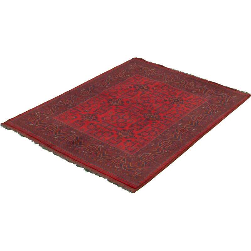 Tapis de zone en laine rouge/noir 4 pi 10 po x 6 pi 5 po noué la 2019s one-of-kind à la main-i 2019s esari Allaina