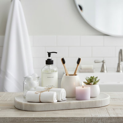 Haight Serene Gray Marble Oval Tray