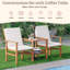 Causeuse en bois d'acacia avec table, ensemble de meubles de patio 3 pièces, causeuse d'extérieur avec table basse, ensemble de conversation en bois 2 places pour jardin, cour arrière, balcon