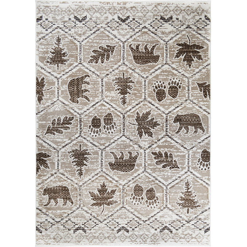Tacoma Camp Creek Beige and Brown Synthetic Area Rug