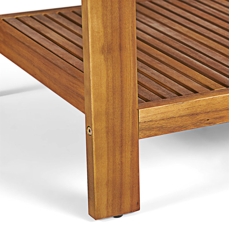2-Piece Outdoor Wood Conversation Set, Beige