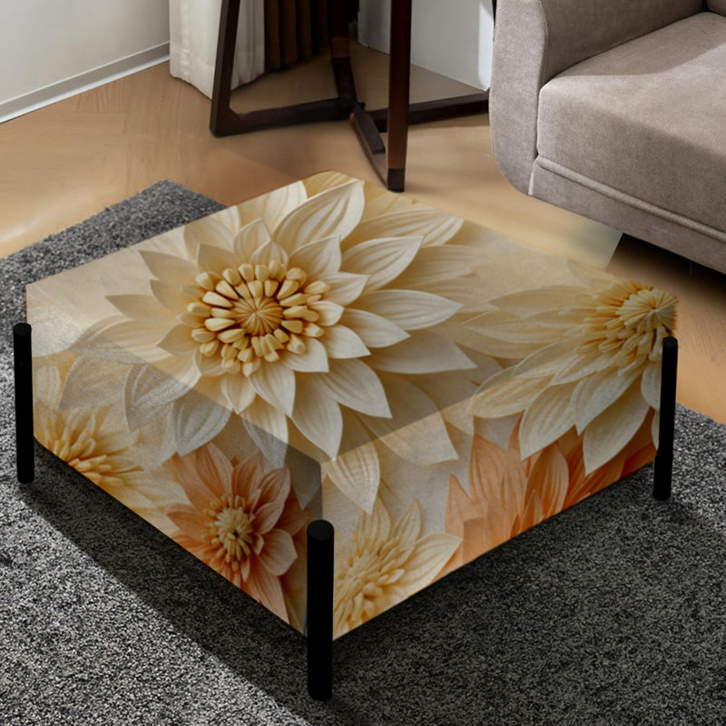 Grand repose-pieds carré à motif floral boho motif terrestre IV