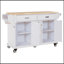 Îlot de cuisine roulant avec plateau en bois manufacturé Makhel-487299109