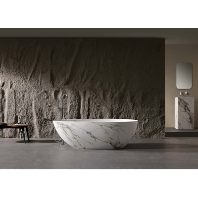 Baignoire autoportante 67 po à surface solide en pierre Rensin