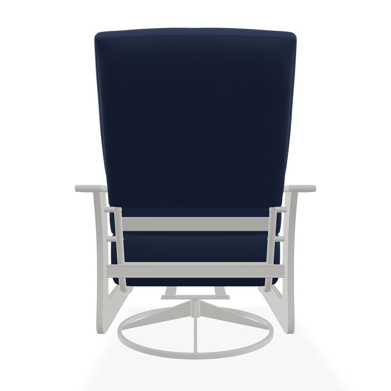 St. Catherine Marine Grade Polymer Deep Seating Cushion Swivel Rocker, Snow, Canvas Navy Sunbrella® Canvas