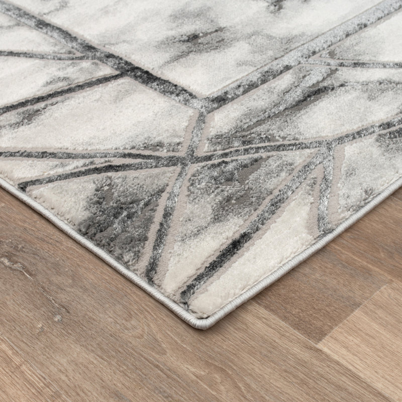 Monaco Series Abrstract Black/Gray/Ivory/Beige Area Rug, Rectangle 7'9" x 10'2"