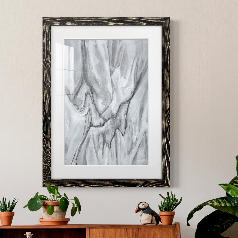 Marbré blanc I - peinture encadrée, H 44 po x l 31 po x P 1 po, Noir