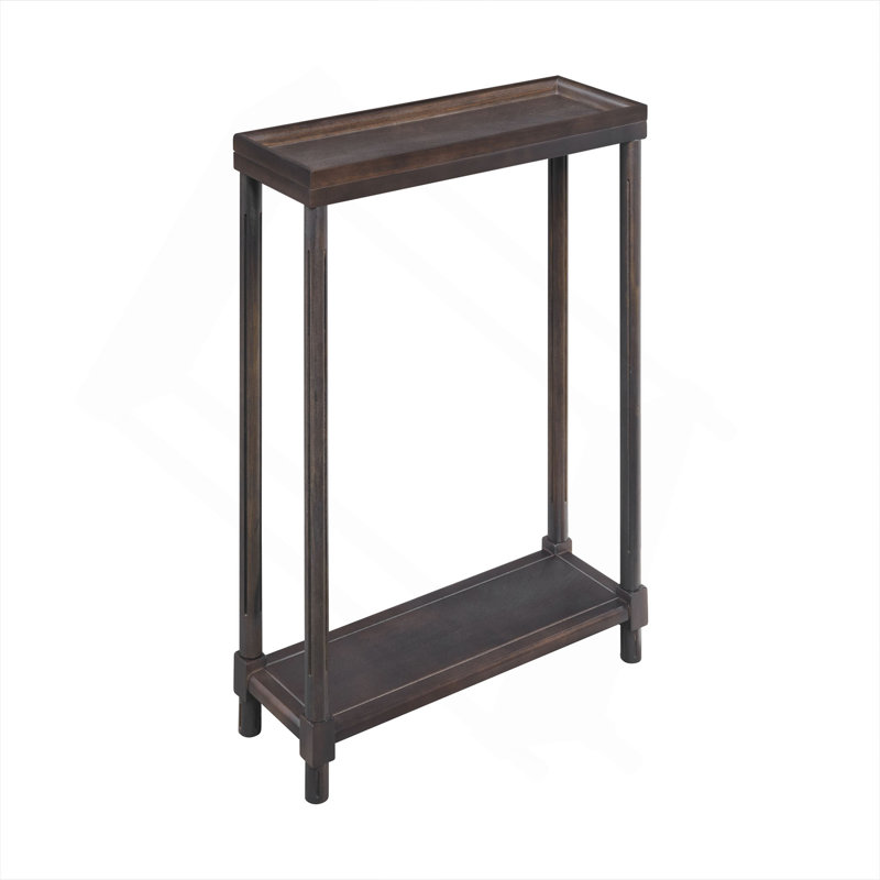 Tables de bout étroites avec tablette, ensemble de 2, Espresso