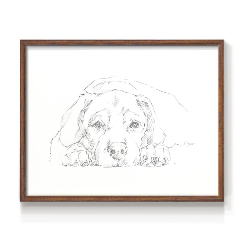 Lazy Dog III - reproduction encadrée - réarmable, H 16 po x l 20 po, Noyer