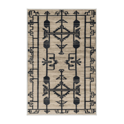 Machine Washable Art Deco Beige Area Rug