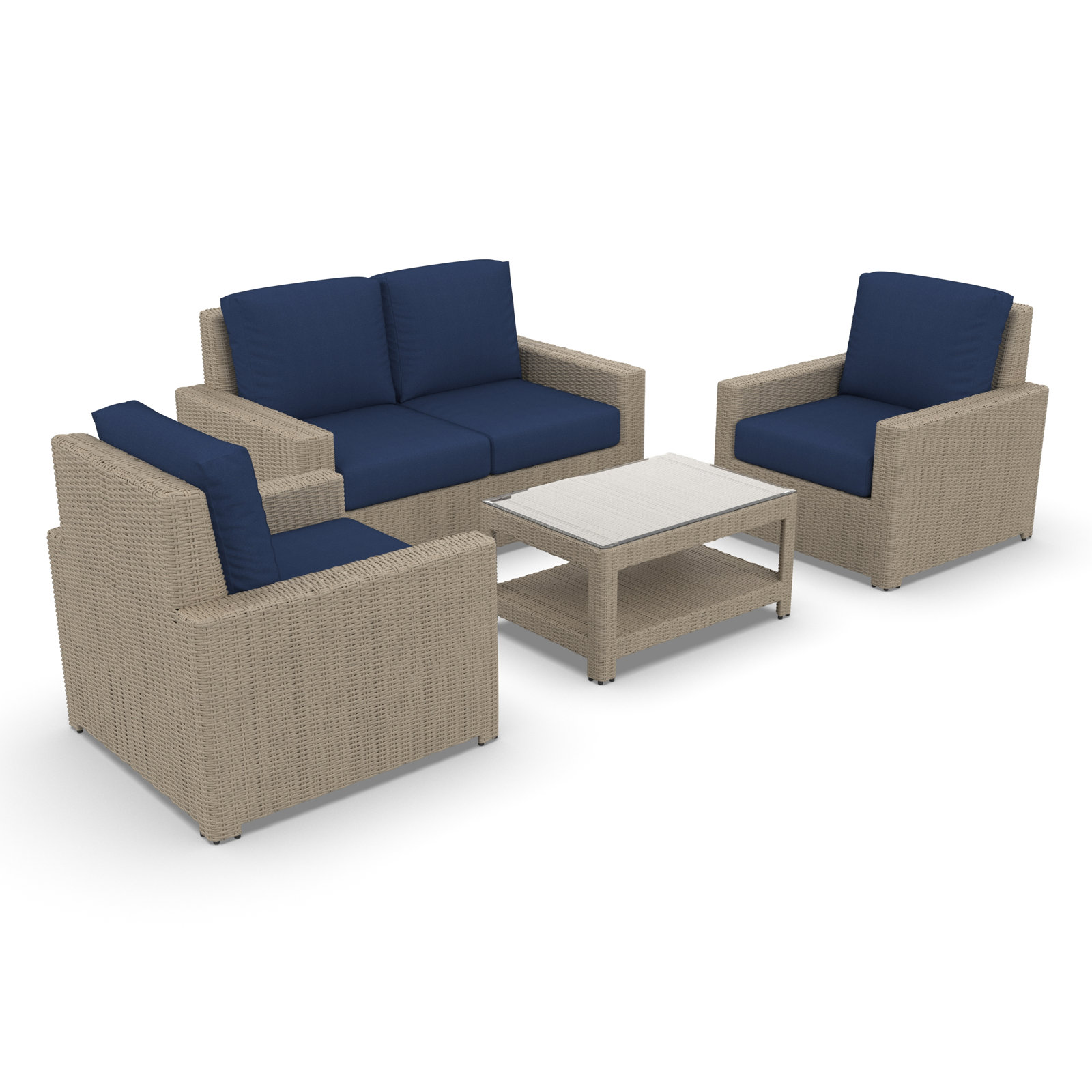 Henri 4-Person Sunbrella® Patio Seating Group, Sunbrella® Cast Ocean