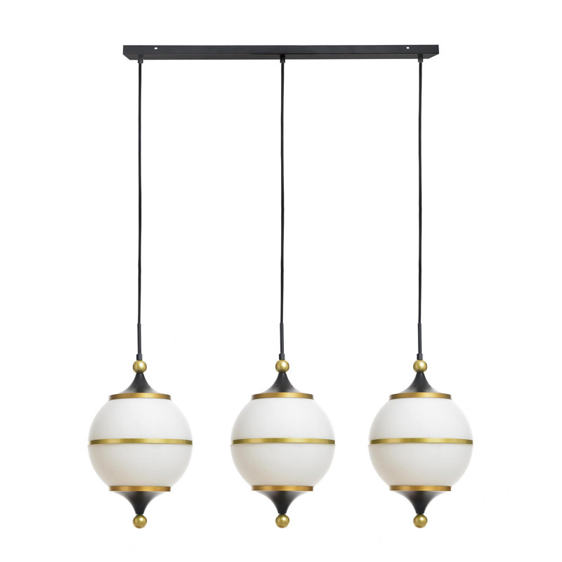 Lustre Benedict - noir - verre de lait blanc