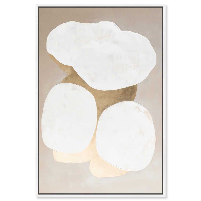 «Stacked Stones II Canvas Modern Boho Abstract» par , H 37 po x l 25 po, Cadre flottant blanc