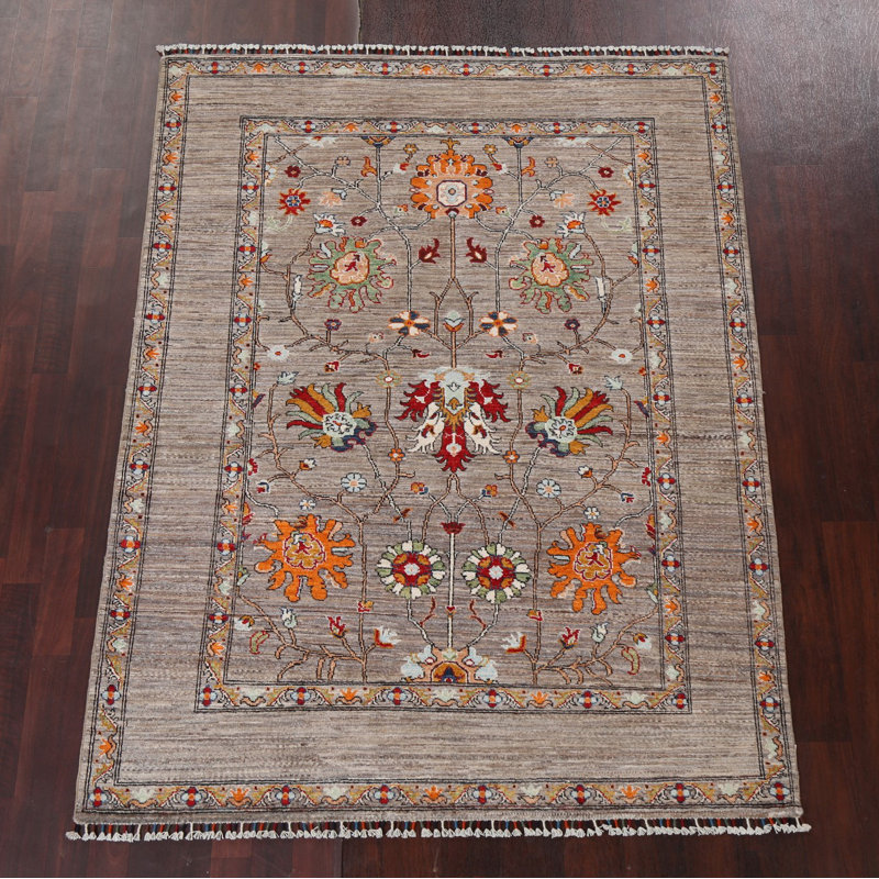 Tapis à teinture végétale Ziegler noué à la main 5 x 7