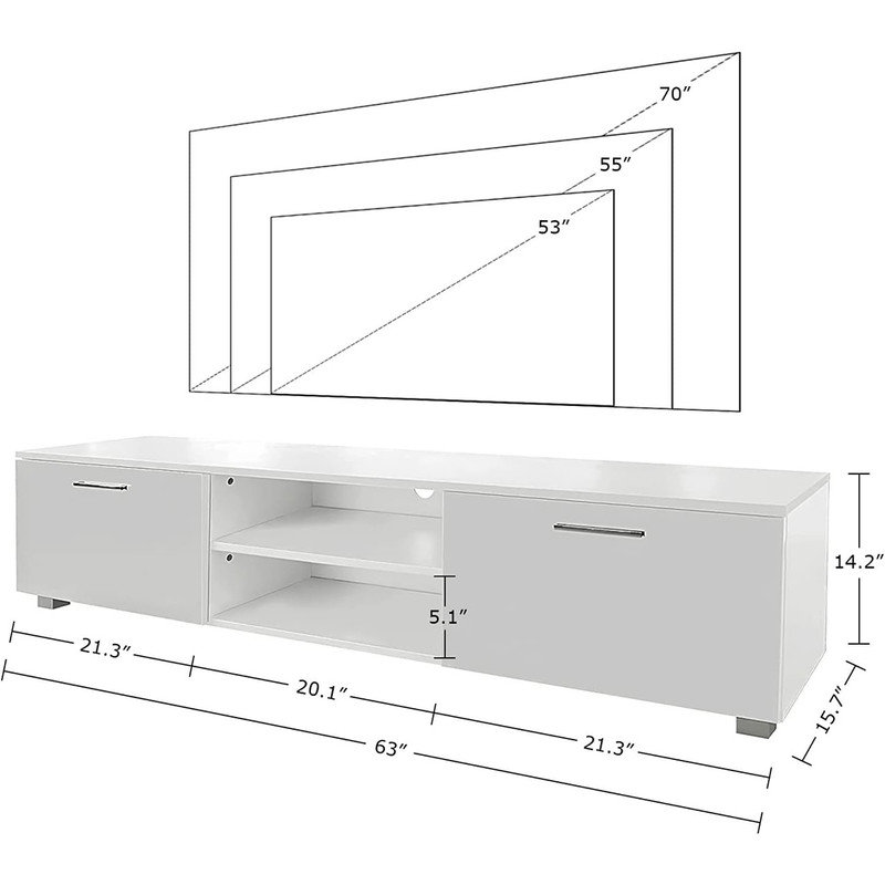 Crédence de rangement l 62,99 po Aivan, Blanc