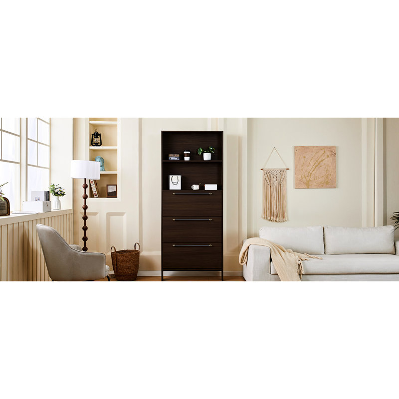 Freestanding Shoe Cabinet With 3 Flip Drawers. Living Room Storage. Solid , Walnut Finish, Metal Handles Drawers For Porch. Construction, Color.