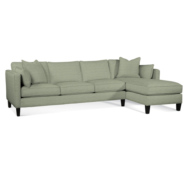 Lenox Chaise Sectional, Black, Right Hand Facing, Green Performance Fabric; 0851-54