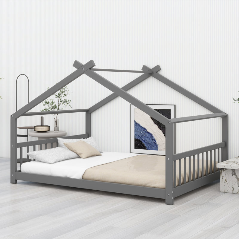 Lit en bois House House, gris