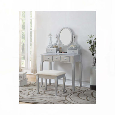 Ensemble de coiffeuse et tabouret en bois Ashley