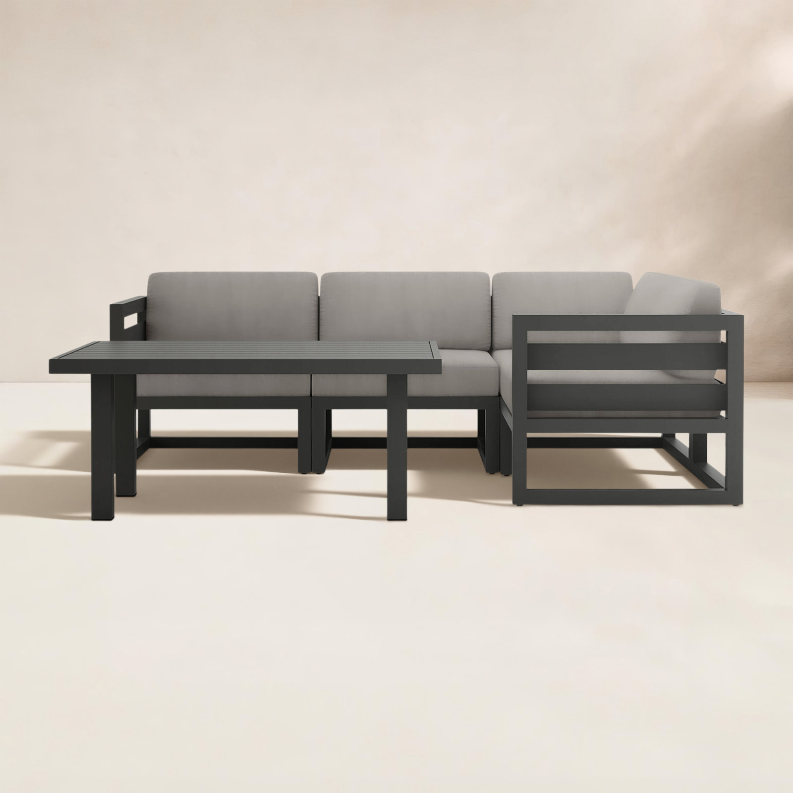 Smith 4 - Person Modular Patio Conversation Set with Cushions, Canvas Charcoal, Slate
