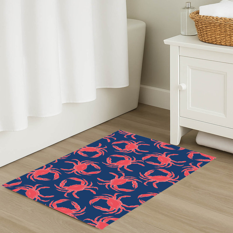 Tapis de bain Crabby, Simple - L 34 po x l 21 po, Marine