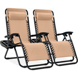 Nathen Zero Gravity Lounge Chair Recliners for Patio, Pool w/ Cup Holder Tray