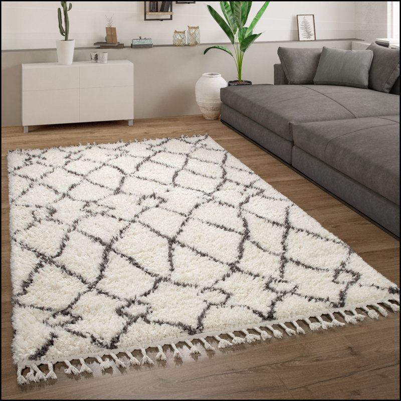 Encinal Geometric Shag Area Rug, Round 120cm