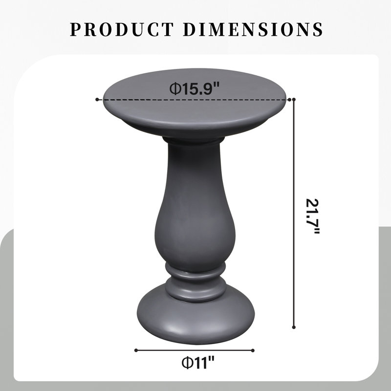 16 in. Magnesium Oxide Outdoor/Indoor Round Side Table/End Table, Gray