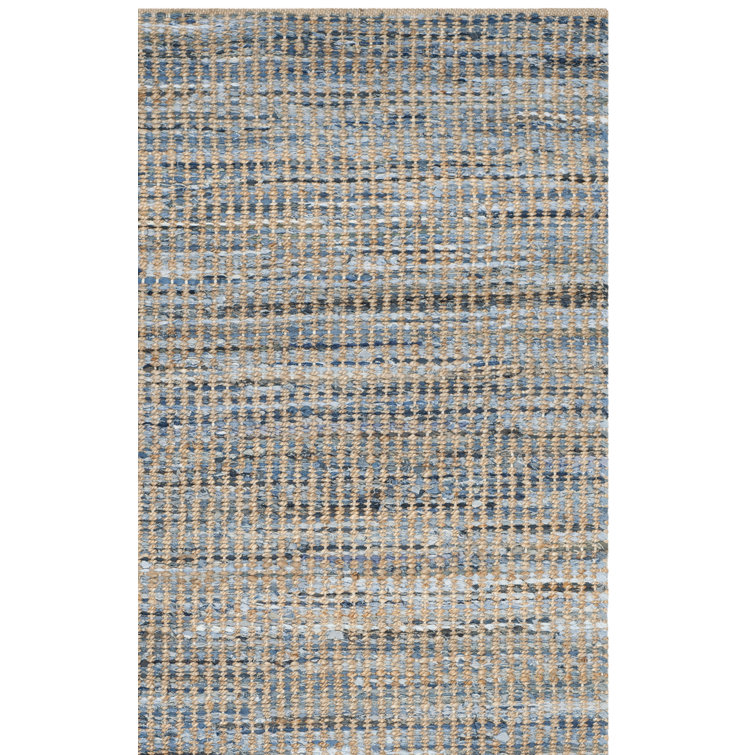 Parkman Hand Woven Jute/Denim/Cotton Rug in Natural/Blue