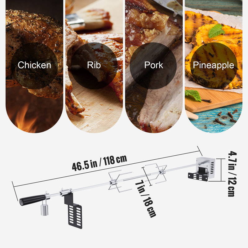 Ensemble de rôtisserie pour barbecue avec gril électrique avec moteur 110V 9W VEVOR