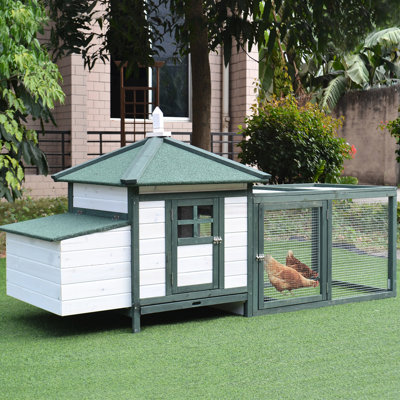 Poulet 77 po, boîte de nidification à charnière, cabane en bois Easy Surface 55 lb, plateau amovible, blanc, hauteur 38,42 po