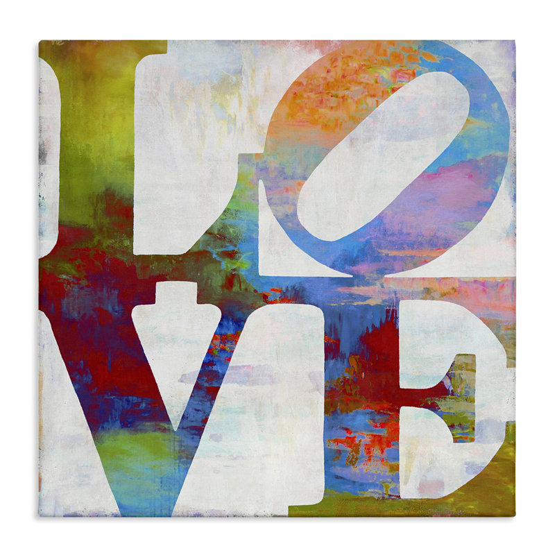«Love Painted Textured Rainbow Typographie», impression, H 17 po x l 17 po