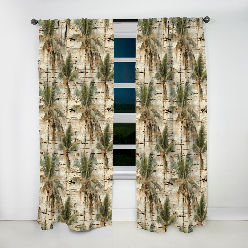 Toile flottante motif tropical - Rideau floral - Rideau floral obscurcissant - 1 panneau, L 52 po x L 63 po